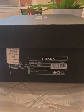 Prada Black Shoe Box with White Logo and Label